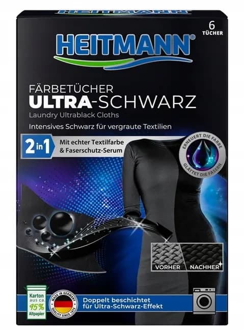 CHUSTECZKI DO PRANIA HEITMANN`6szt. PRZYWRACAJĄCE CZERŃ