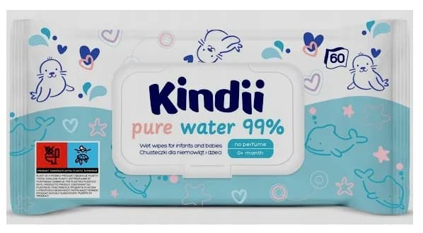 Chusteczki nawilżane KINDII 60szt. PURE WATER 99%