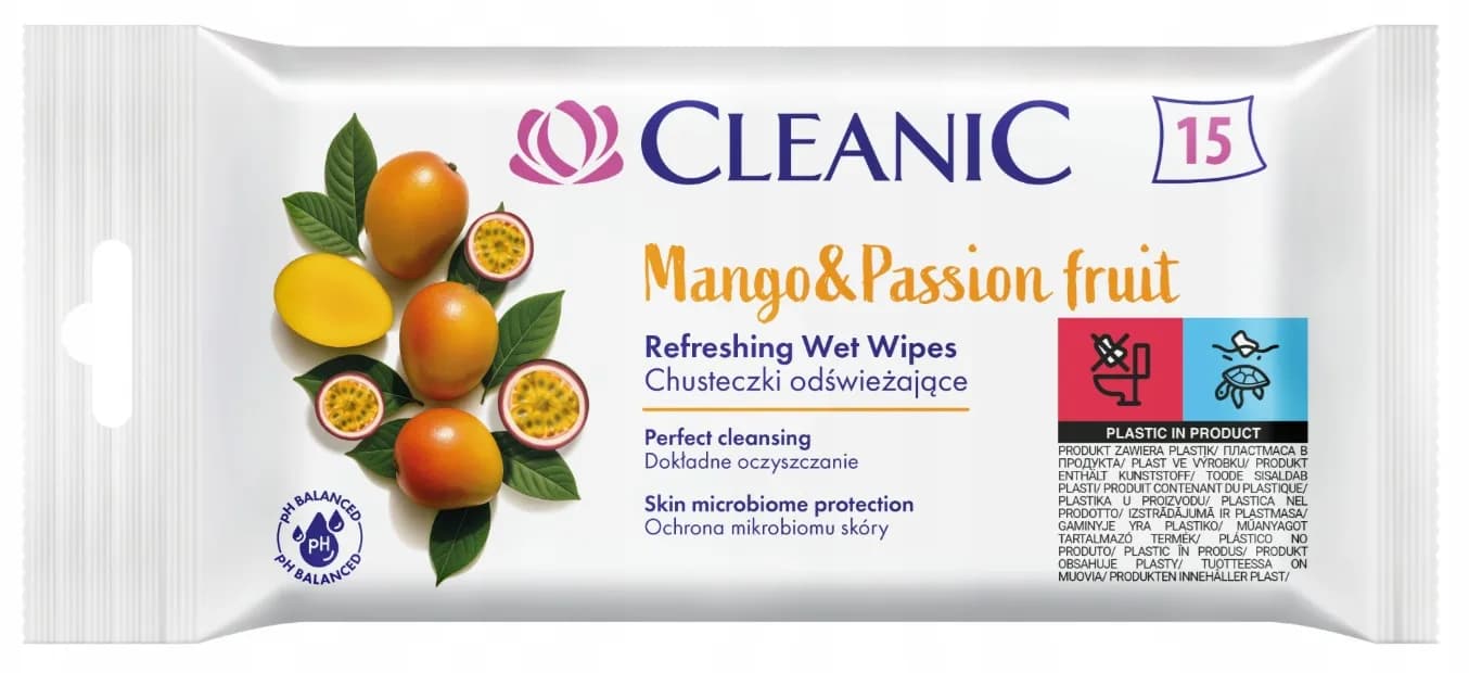 Chusteczki odświeżające CLEANIC 15szt. MANGO