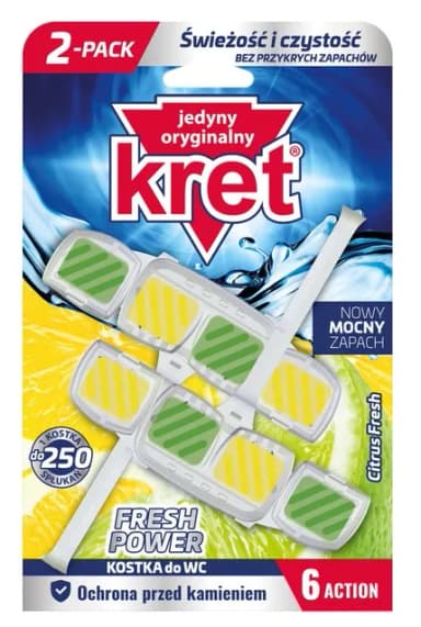 Kostka do WC KRET Color Power Citrus Fresh 2x40g