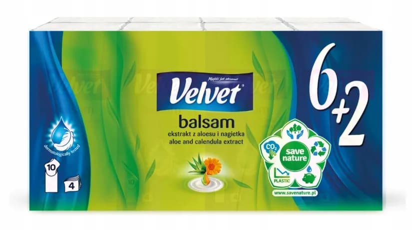 Chusteczki higieniczne VELVET 6x9 BALSAM ŁAGODNE DLA SKÓRY