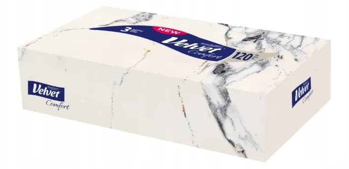 Chusteczki kosmetyczne VELVET 120 szt. PARADISE / COMFORT 3-warstwy BOX