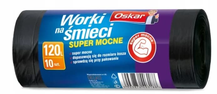 OSKAR Worki na śmieci 120L mocne czarne 10szt.