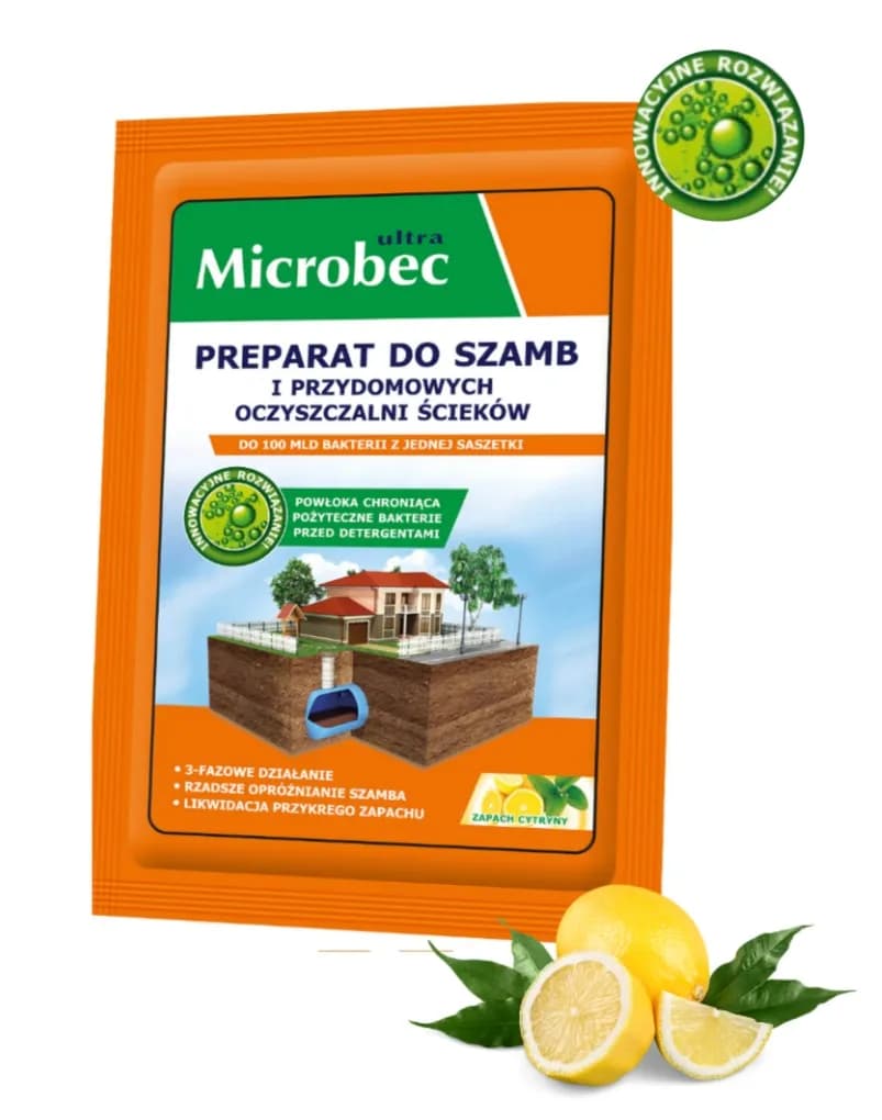 Preparat do szamb i przydomowych oczyszczalni MICROBEC Ultra saszetki 1 szt. cytryna