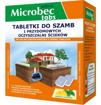 Preparat do szamb i przydomowych oczyszczalni MICROBEC Ultra tabletki 1 szt. cytryna