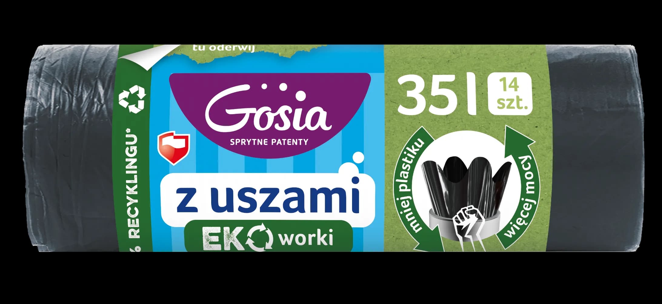 GOSIA Worki na śmieci Eko 35L czarne z uszami 10szt