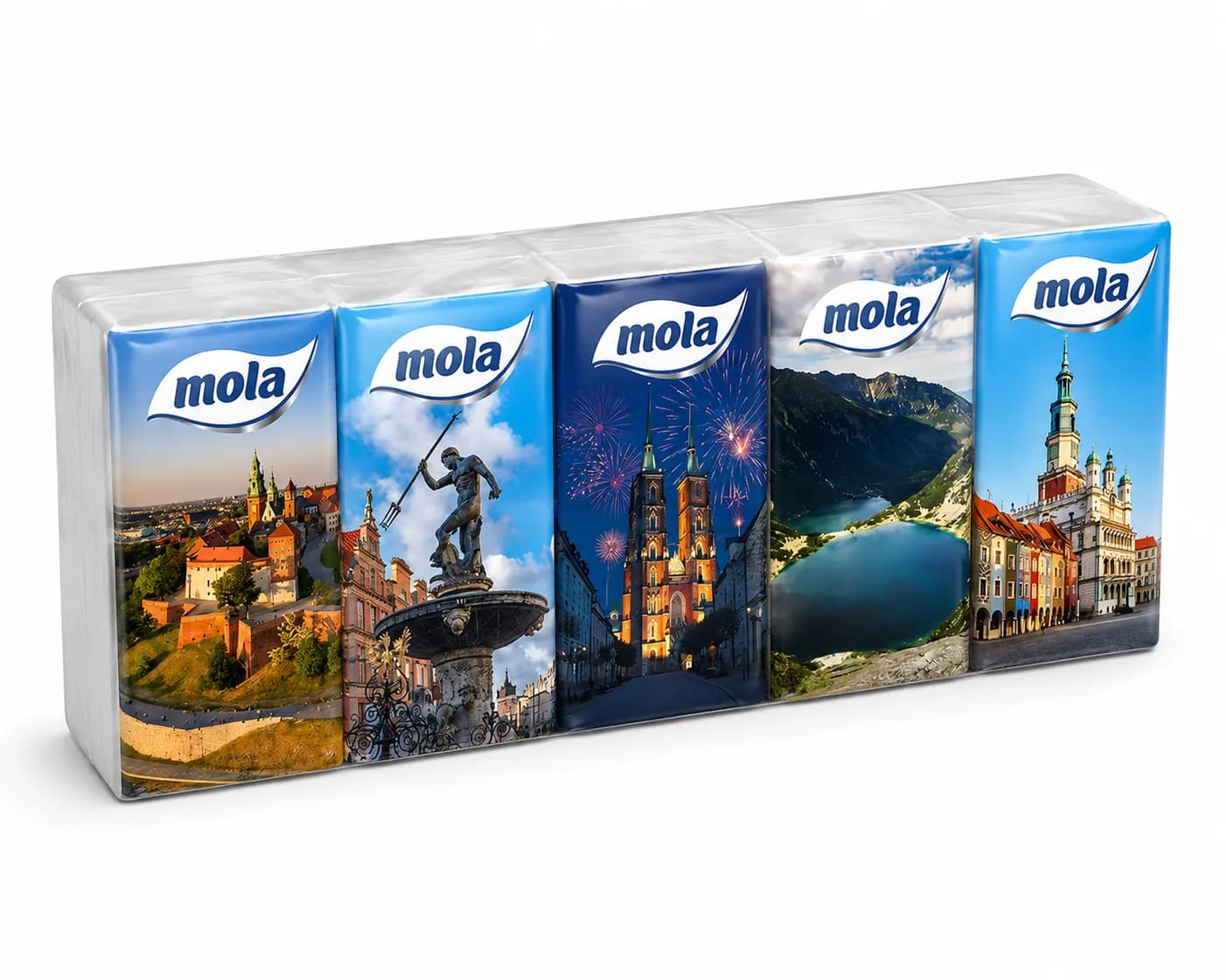 Chusteczki higieniczne MOLA 10X10 MIASTA 4-warstwowe