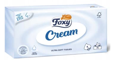 Chusteczki higieniczne FOXY BOX 75 Sztuk 4-warstwowe Nawilżające Cream Ultra Miękkie