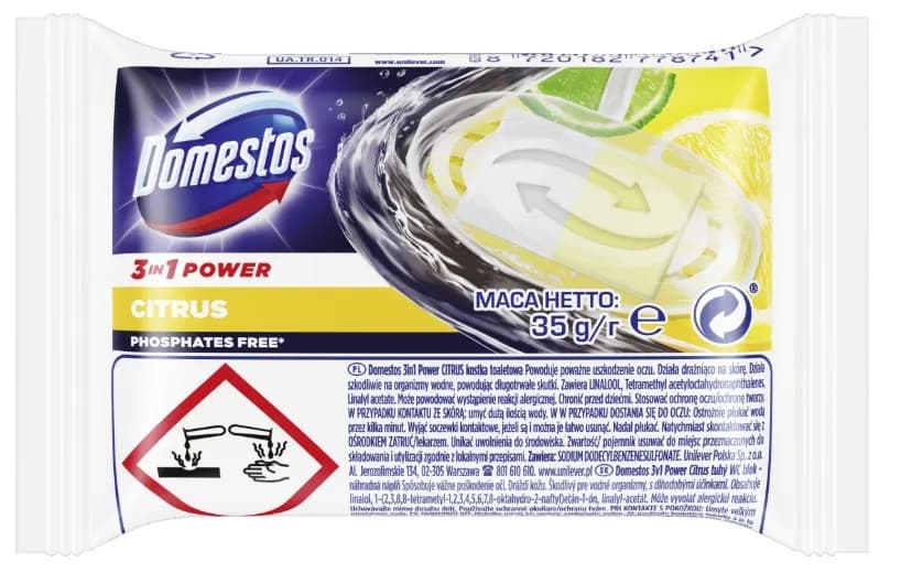 Zapas do zawieszki WC DOMESTOS 35g Cytryna
