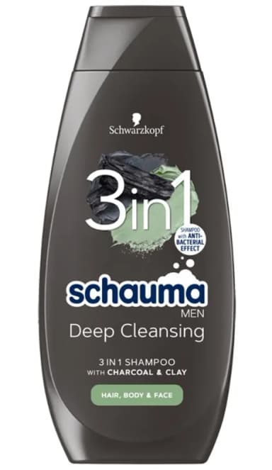 Szampon do włosów SCHAUMA 400ml 3w1 men charcoal+clay TOP