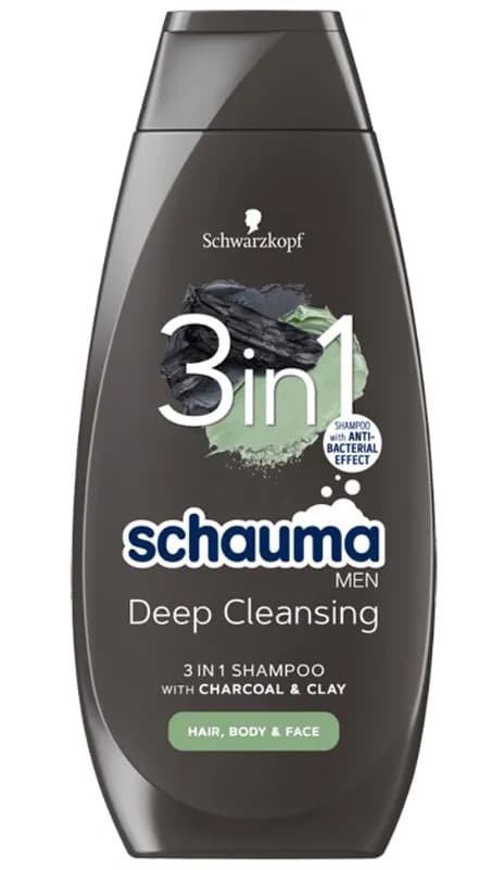 Szampon do włosów SCHAUMA 400ml 3w1 Men Charcoal + Clay