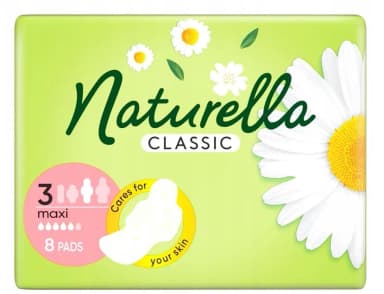 Podpaski NATURELLA CAMOMILE CLASSIC MAXI ZE SKRZYDEŁKAMI 8 SZT Podpaski NATURELLA CAMOMILE CLASSIC MAXI ZE SKRZYDEŁKAMI 8 SZT