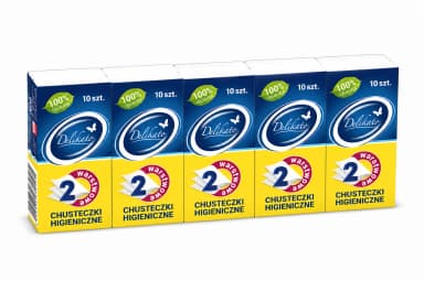 Chusteczki higieniczne DELIKATO 2-warstowe Pakiet 10 Sztuk Chusteczki higieniczne DELIKATO 2-warstowe Pakiet 10 Sztuk