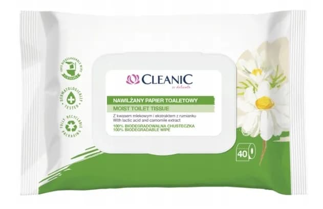 Papier nawilżany CLEANIC 40 RUMIANEK I KWAS MLEKOWY
