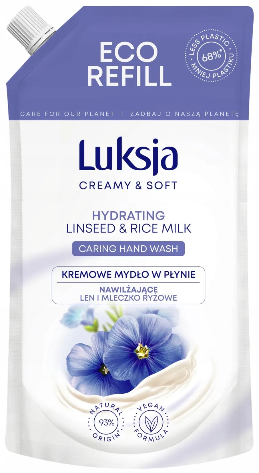 LUKSJA Mydło w płynie 400ml Len - zapas/refill