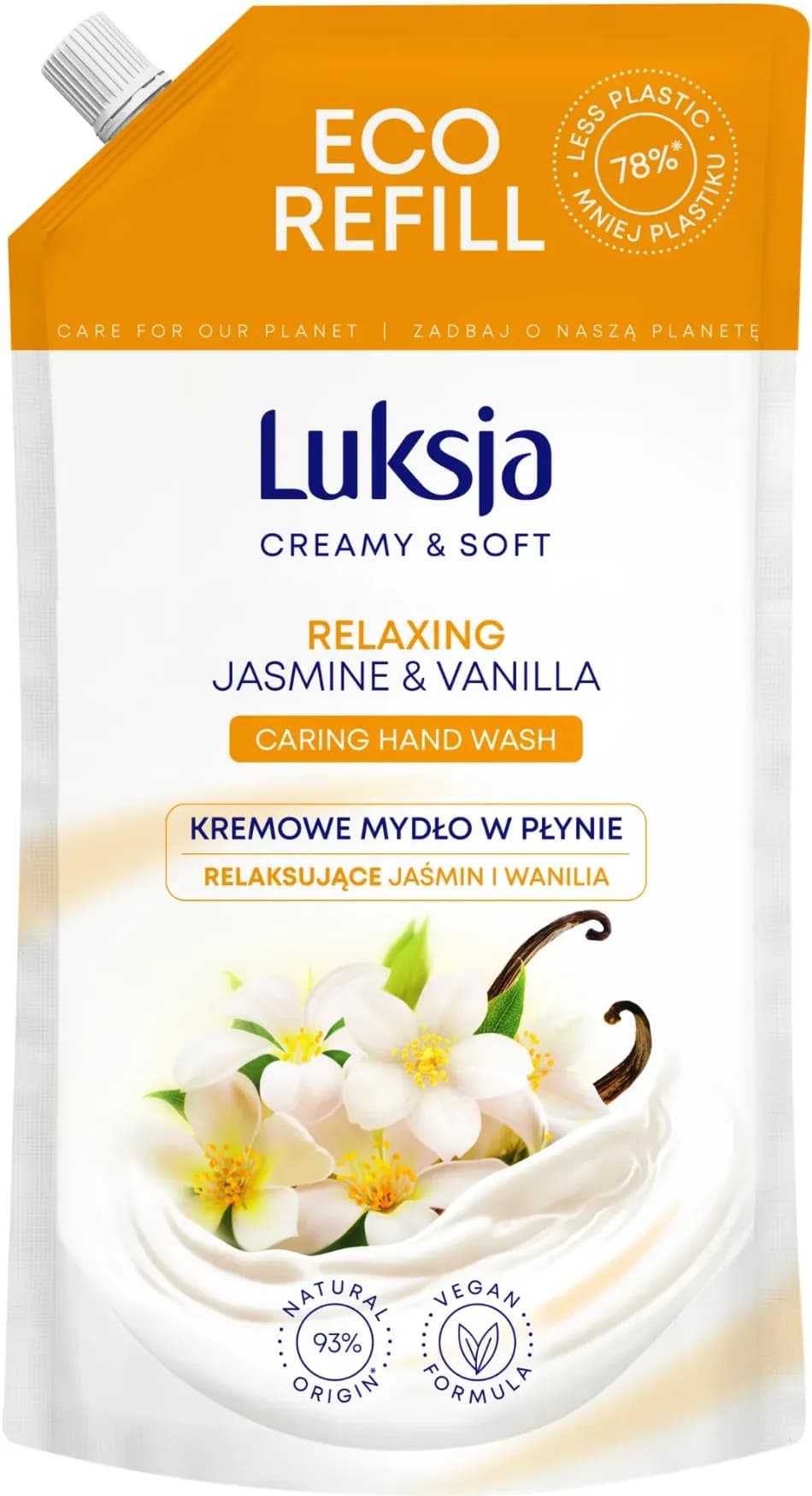 LUKSJA Mydło w płynie 900 ml Jaśmin i Wanilia - zapas/refill