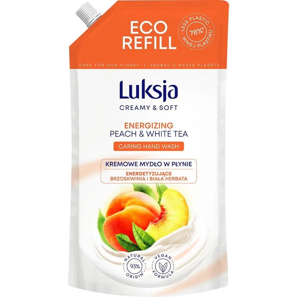 LUKSJA Mydło w płynie 900ml Brzoskwinia i biała herbata - zapas/refill