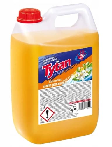 Płyn do czyszczenia TYTAN 5kg SŁODKA POMARAŃCZA kanister uniwersalny Płyn do czyszczenia TYTAN 5kg SŁODKA POMARAŃCZA kanister uniwersalny