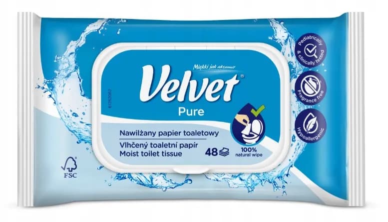 Papier nawilżany VELVET 42szt PURE