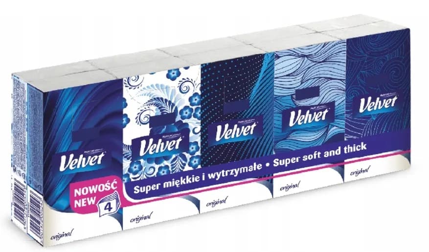 Chusteczki higieniczne VELVET 10x9 ORIGINAL 4-warstwy