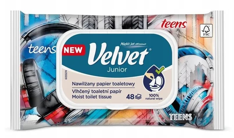 Papier nawilżany VELVET 42szt JUNIOR MOIST