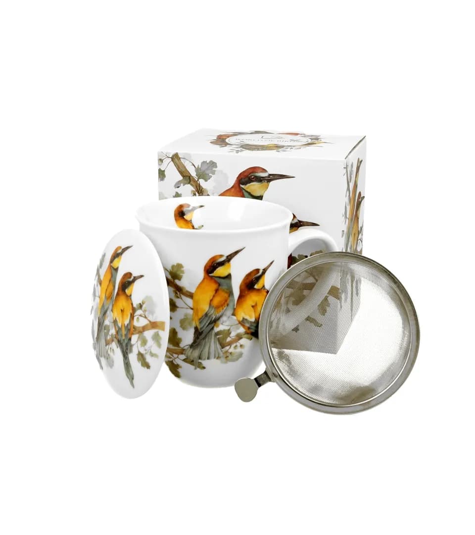 Kubek porcelanowy z zaparzaczem Duo 400 ml Ptasi Świat Żołny