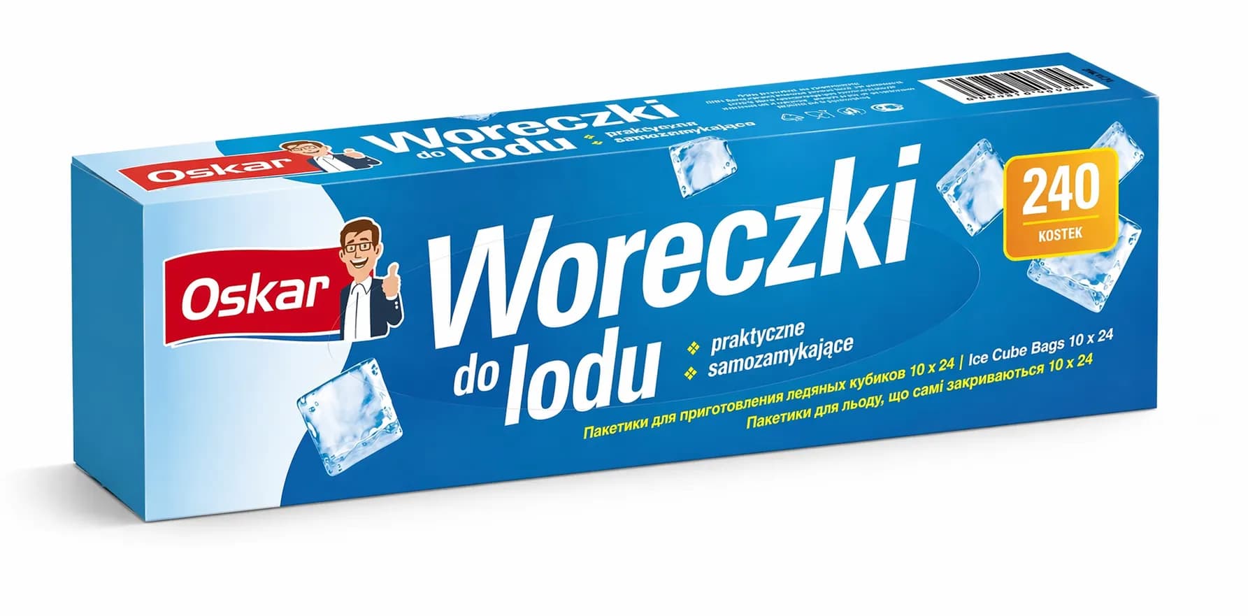 OSKAR Woreczki do lodu 240 kostek samozamykające