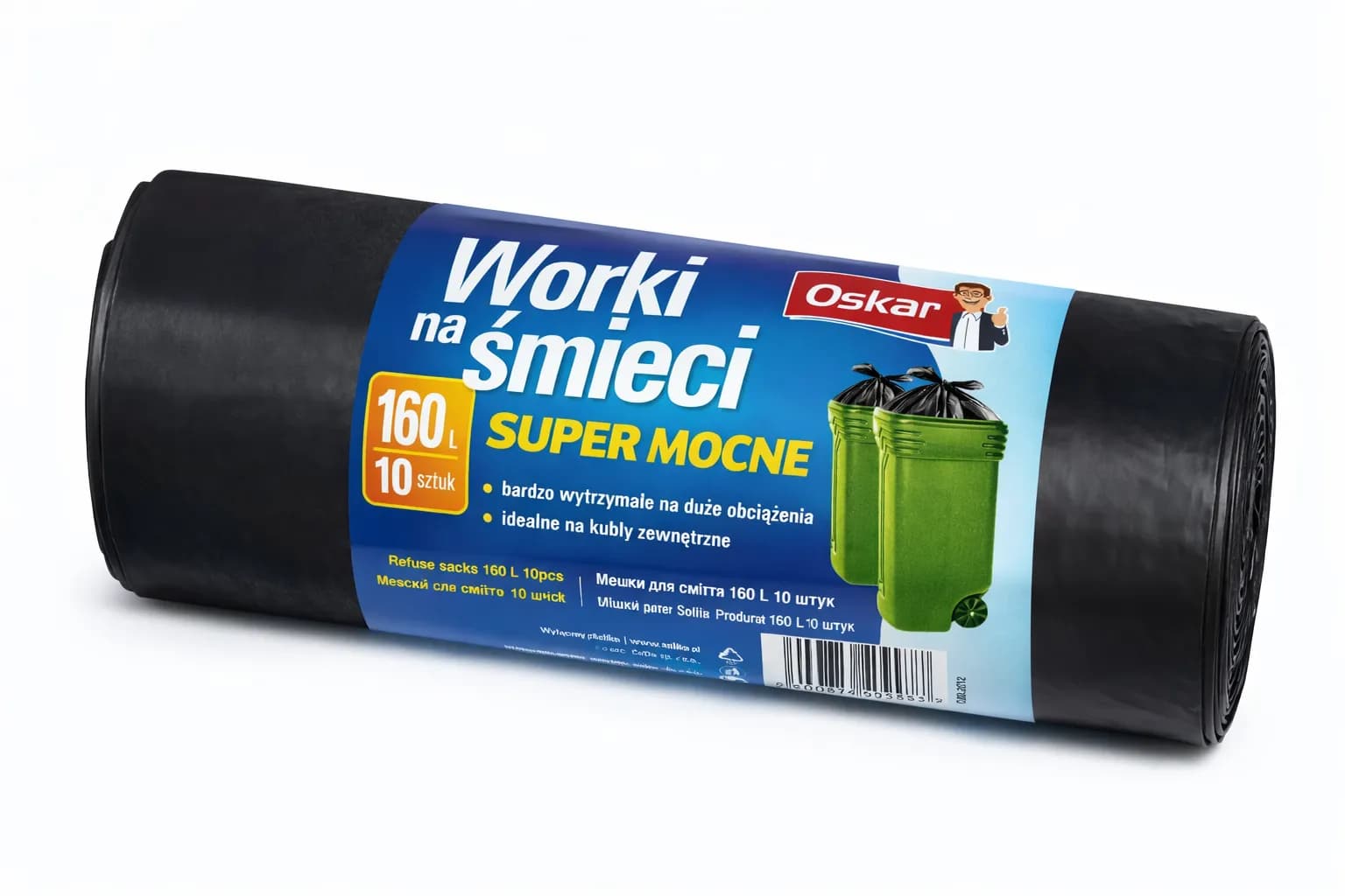 Worki na śmieci 160L super mocne czarne OSKAR 10szt