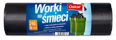 Worki na śmieci 240L super mocne czarne OSKAR 10szt Worki na śmieci 240L super mocne czarne OSKAR 10szt