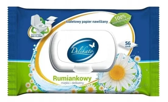 Papier nawilżany DELIKATO 56szt RUMIANEK