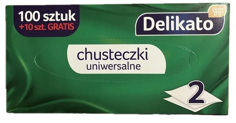Chusteczki kosmetyczne DELIKATO`100+10 gratis BOX (2-warst.)