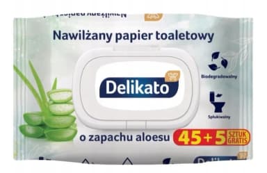 Papier nawilżany DELIKATO" `45+5gratis ALOES Papier nawilżany DELIKATO" `45+5gratis ALOES