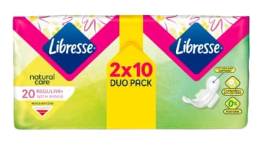 Podpaski LIBRESSE DUO 2x10 Szt. Natural Care Regular+ Ze Skrzydełkami Podpaski LIBRESSE DUO 2x10 Szt. Natural Care Regular+ Ze Skrzydełkami