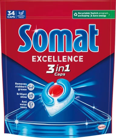 Tabletki do zmywarki SOMAT 3w1 Excellence Regular (34szt) Tabletki do zmywarki SOMAT 3w1 Excellence Regular (34szt)
