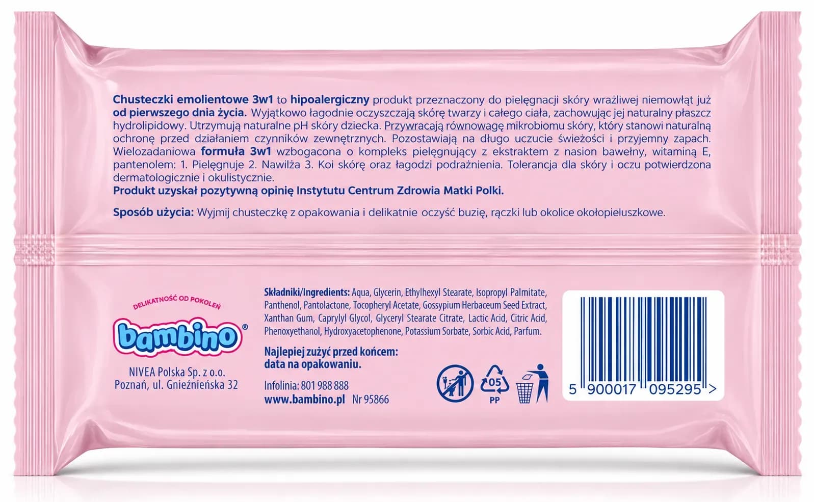 Bambino chusteczki nawilżane zap 57 emolientowe 95866 – zdjęcie produktu 2