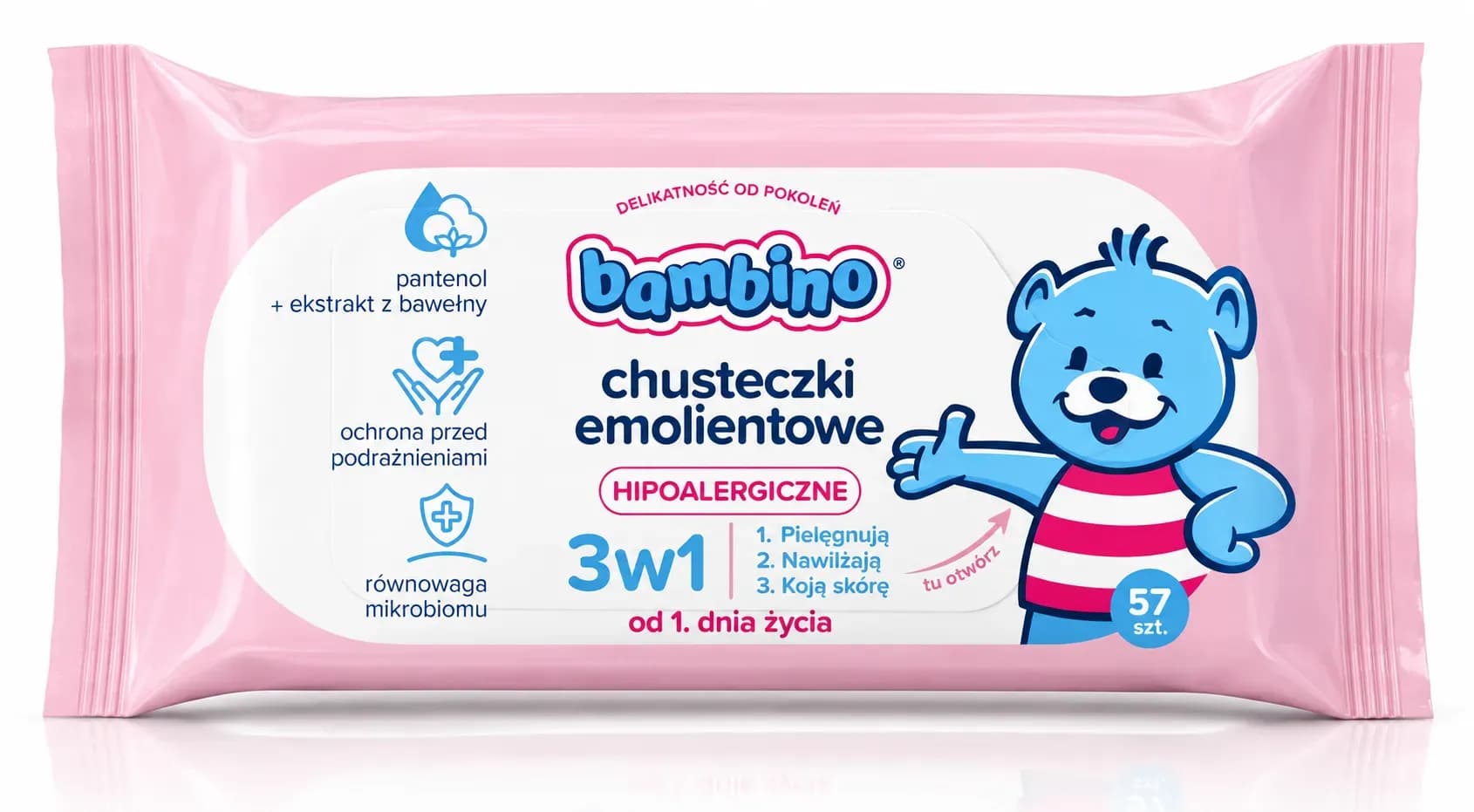 Bambino chusteczki nawilżane zap 57 emolientowe 95866 – opakowanie produktu