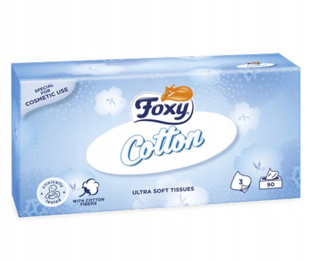 Chusteczki higieniczne FOXY BOX 90 Sztuk 3-warstwowe Cotton