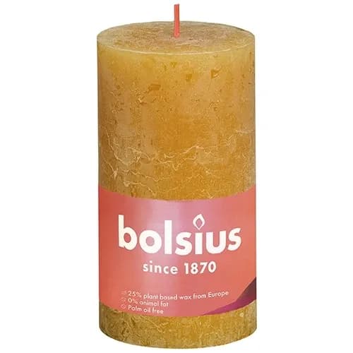 Bolsius świeca pieńkowa rustic shine miodowy żółty 130 × 68 mm – opakowanie produktu