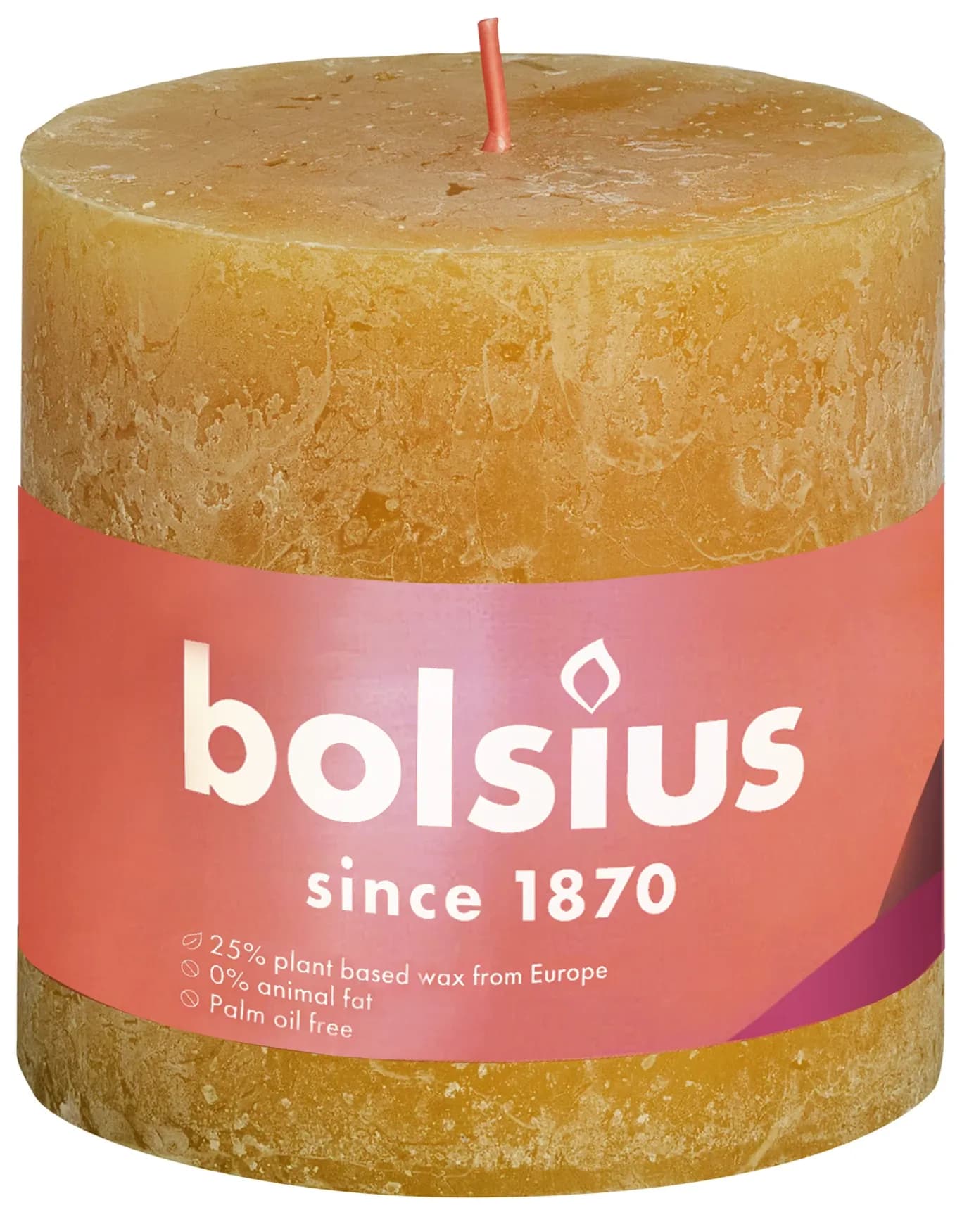 Bolsius świeca pieńkowa rustic miodowy żółty 100 × 100 mm – opakowanie produktu