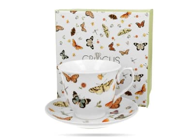 Filiżanka porcelanowa ze spodkiem DUO 250ml CROCUS Motyle Filiżanka porcelanowa ze spodkiem DUO 250ml CROCUS Motyle