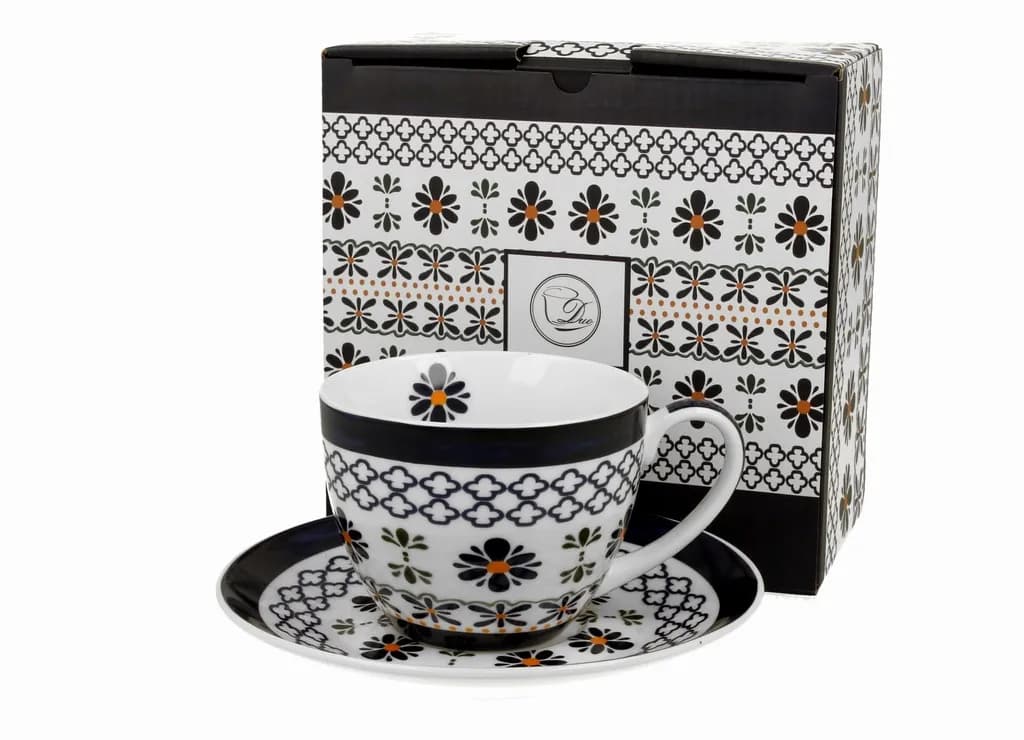Filiżanka porcelanowa ze spodkiem DUO 250ml INDYGO