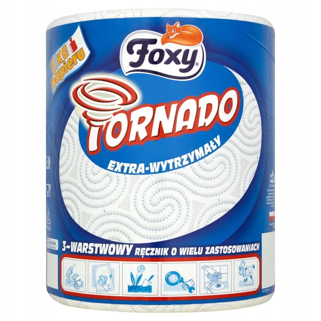 RĘCZNIK PAPIEROWY FOXY 1 TORNADO 360 LISTKÓW 8 ROLEK