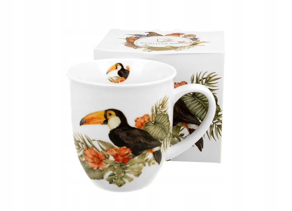 Kubek porcelanowy DUO 400 ml – PTASI ŚWIAT Tukan dekoracyjny wzór