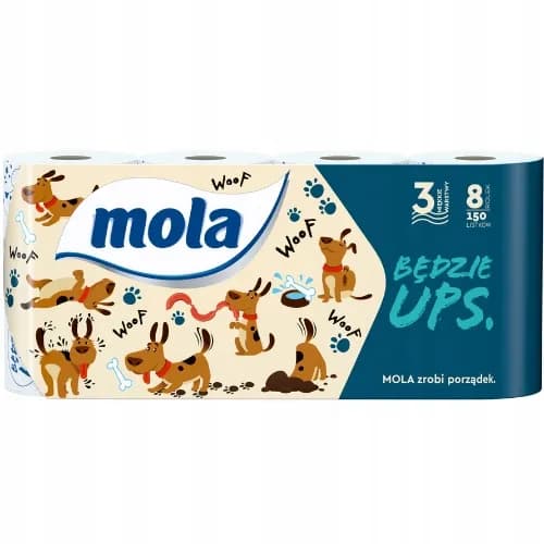 PAPIER TOALETOWY MOLA UPS BIAŁY 3-WARSTWOWY 8 ROLEK