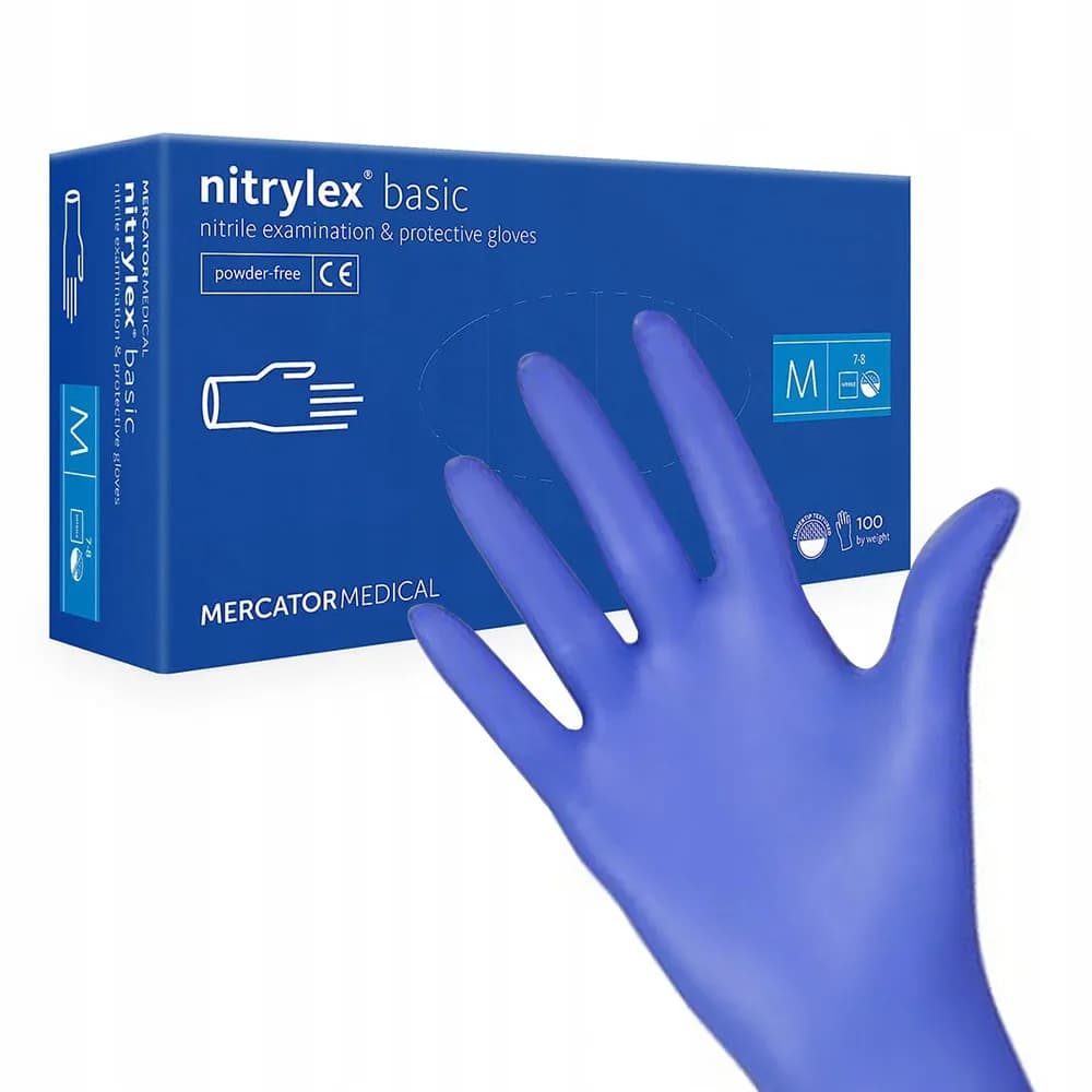 RĘKAWICE NITRYLEX CLASSIC M BEZPUDROWE NIEBIESKIE 100 SZT
