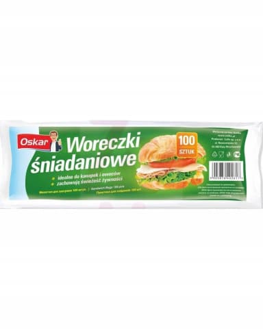 OSKAR Woreczki śniadaniowe 100szt - wymiary woreczka 17x24cm OSKAR Woreczki śniadaniowe 100szt - wymiary woreczka 17x24cm
